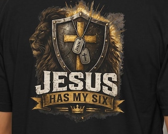 Jesus Has My Six Lion of Judah T-shirt | Christian Shield, Faith Military Inspired