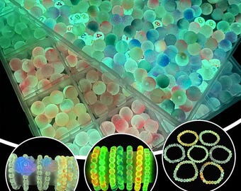 700PCS Glow in the Dark Glass Beads Kit, Jewelry Making Set for Bracelets, Necklaces & DIY Craft Party Decor