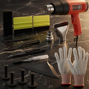 Kit profesional de herramientas para vinilado con pistola de calor, juego de herramientas para vinilado de coches, láminas de protección de pintura (PPF), adhesivos y láminas para ventanas.