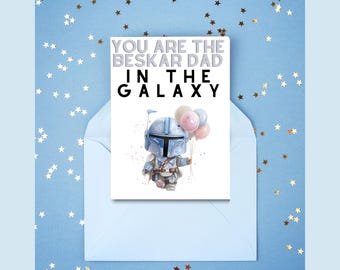 Star Wars Father's Day or Dad's Birthday Card, Mandalorian, Editable and Printable Template