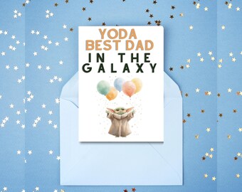 Star Wars Father's Day or Dad's Birthday Card, Baby Yoda, Editable and Printable Template