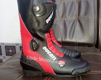 Ducati Corse Motorcycle Leather Boots | Sportbike Track Riding Shose