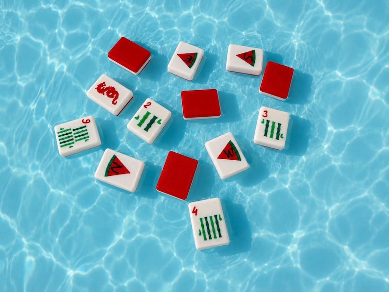 Watermelon Red Set - Travel Floating Mahjong Tiles bild 5