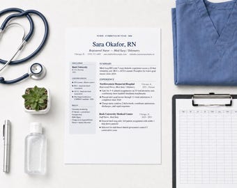 Kit para currículum de enfermera y entorno laboral / ATS, registro de turnos, SBAR (descarga instantánea)