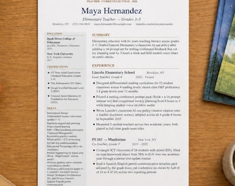 Teacher Resume Template + 5 Layouts + Cover Letters | ATS-Tested Word and Pages | Educator CV Instant Download