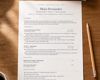 Teacher Resume Template + Interview Prep + Workplace Kit Complete | Word Excel PDF | Educator Instant Download