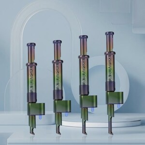 May include: Four vertical metal tools with an iridescent finish that shifts between purple, green, and gold. Each tool features the word BUMPSKE printed in white on the cylindrical body, a plunger-style top, and a small blue component at the base.
