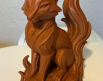 Fox Statue 3D print. 6 Inches tall brown sculpture