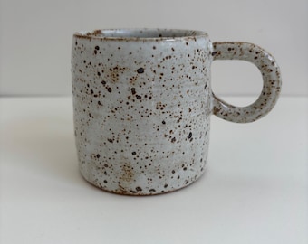 Handmade Stoneware Mug, 8 oz/250 ml, Looped handle, Speckled Egg Glaze