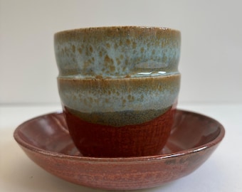 Handmade Espresso Cup and Saucer Set in Canyon Sky Glaze, 5 oz/150 ml