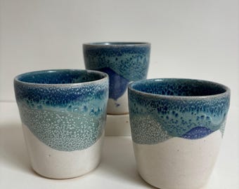 Handmade Ceramic Tumbler, Wave glaze, 7 oz/200 ml