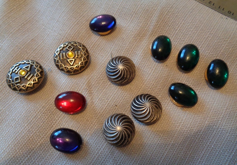 3 sets of Button Covers Silver Conch Jewel Tones Brass Etsy