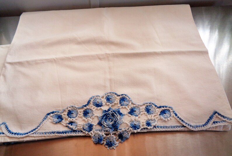 Lot of 4 Vintage Embroidered and Crocheted Pillowcases