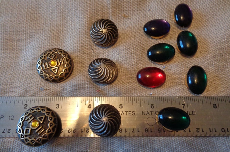 3 sets of Button Covers Silver Conch Jewel Tones Brass Etsy