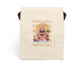 Bodied Bermuda Canvas Lunch Bag with Strap | Tropical Vacation Tote