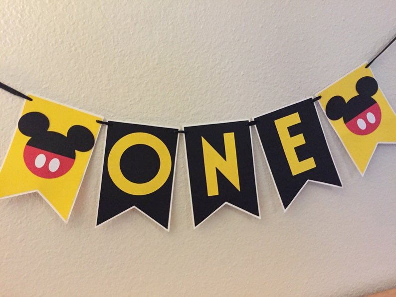 Mickey high chair banner One banner-Mickey I am One banner-High chair banner