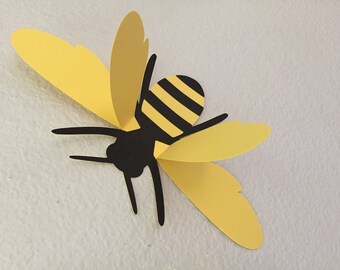 3D bees, wall bees, paper wall art bee silhouettes, large 3D bees