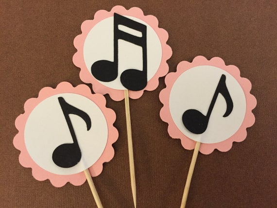 12 Music Note Cupcake Toppers Rock And Roll Cupcake Toppers Etsy