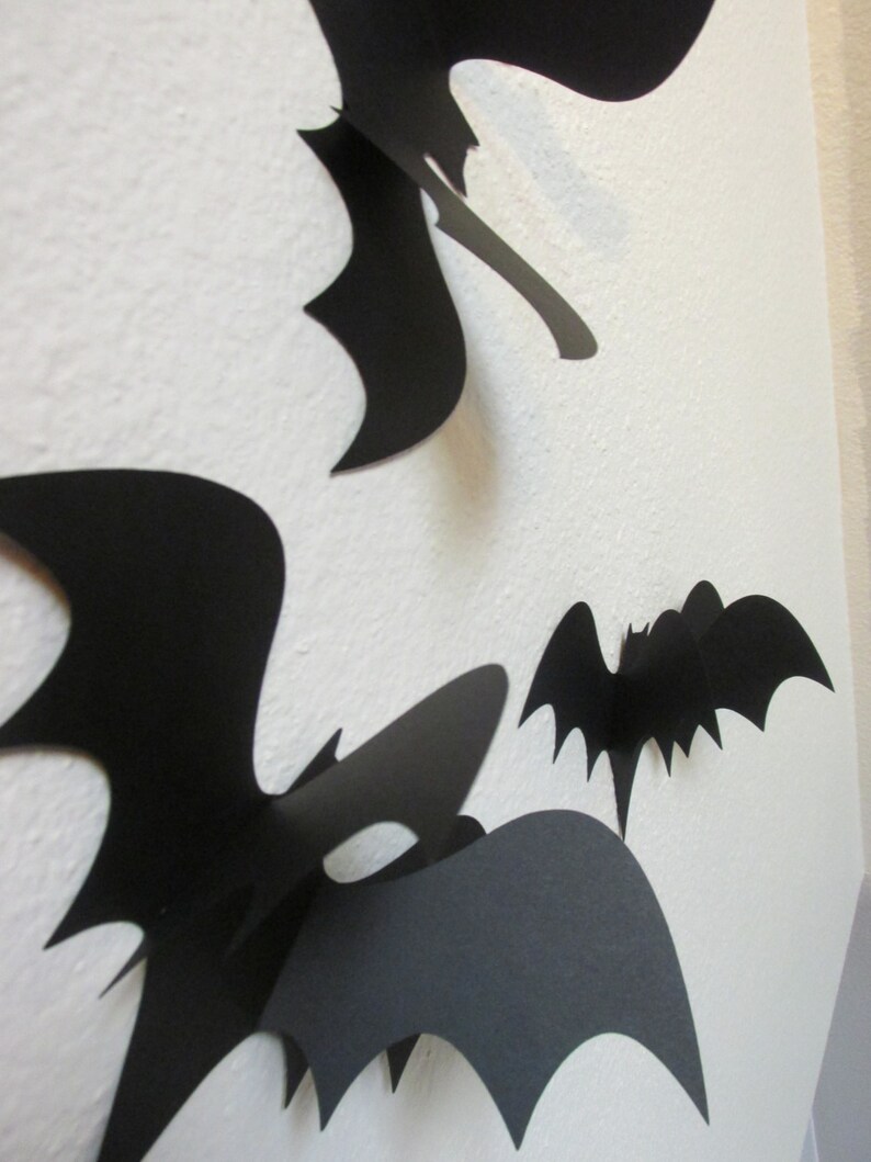 3D bats wall bats paper wall art bat silhouettes 5 large