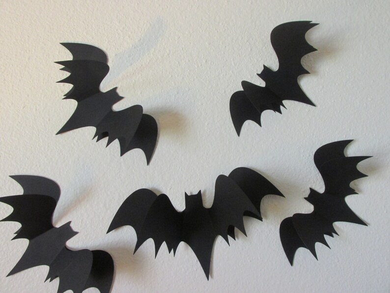 3D bats wall bats paper wall art bat silhouettes 5 large
