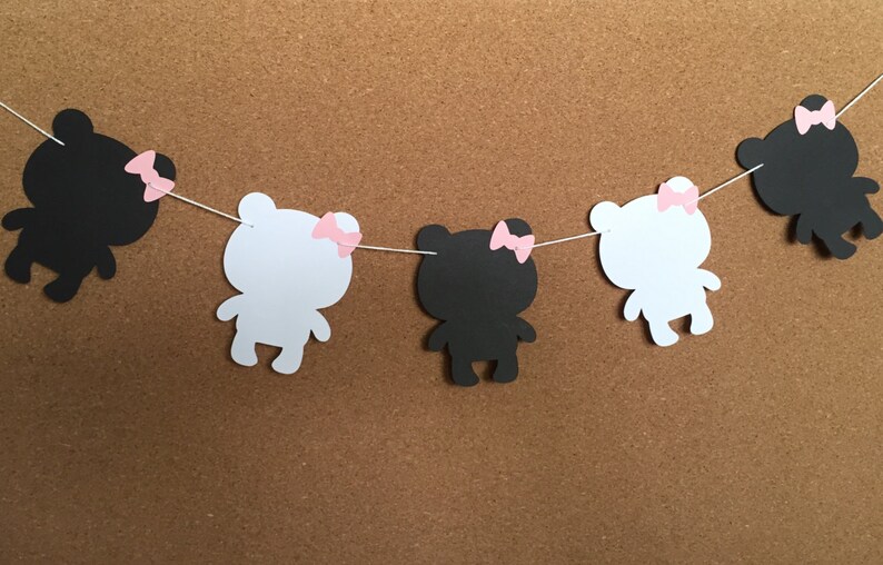 baby shower garland teddy bear garland pink and white bear garland Panda Bear garland paper garland