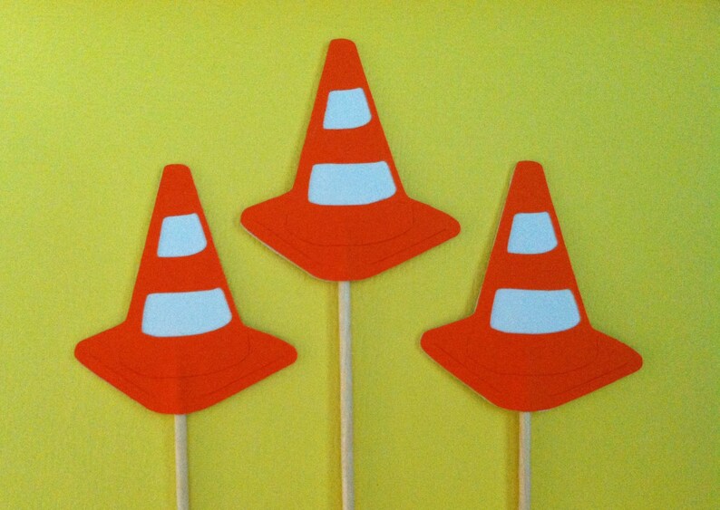 12 safety cones traffic cones cupcake toppersappetizer Etsy