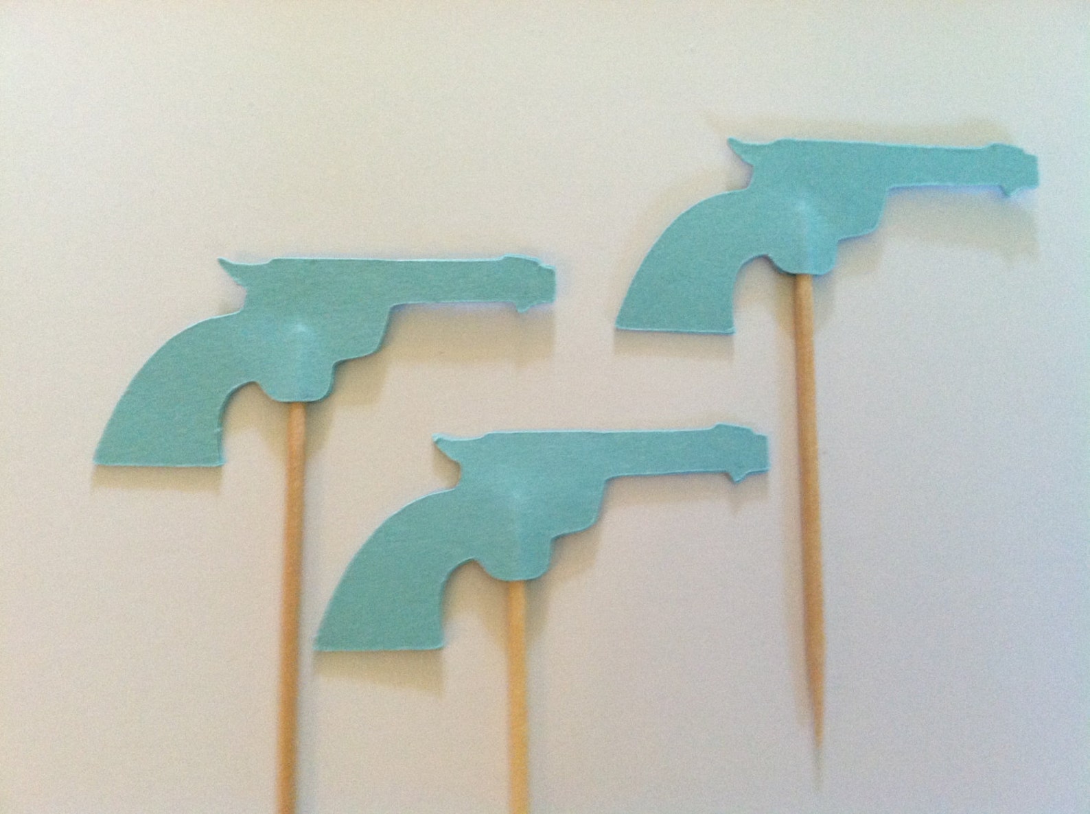 12 Baby blue Gun/pistol cupcake toppersguns and glitter Etsy