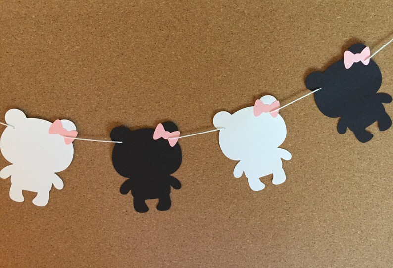 baby shower garland teddy bear garland pink and white bear garland Panda Bear garland paper garland