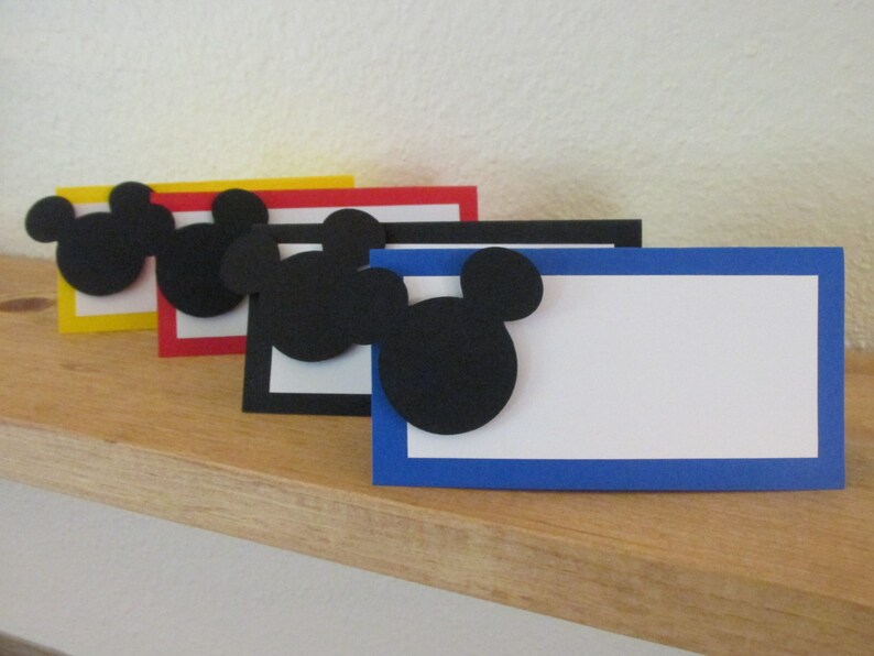 12 Mickey place cards birhday party place cards Mickey name | Etsy