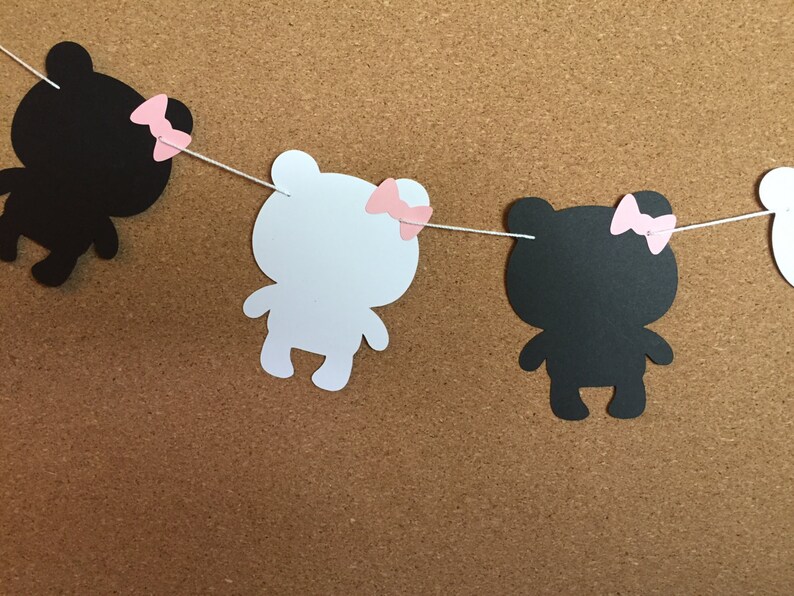 baby shower garland teddy bear garland pink and white bear garland Panda Bear garland paper garland