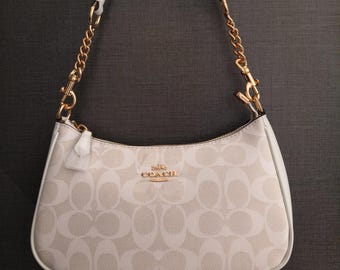 Bolso bandolera convertible Coach Chalk White Teri Signature Canvas