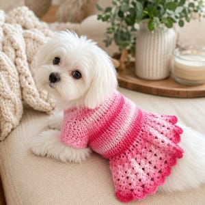 Crochet Ruffle Pet Dress Pattern PDF, Small Dog Dress Crochet Pattern, Maltese Yorkie Dress, Beginner Pet Clothes