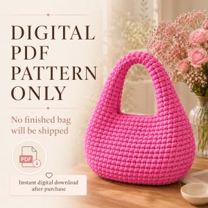 Chunky Crochet Hobo Bag Pattern PDF, T-Shirt Yarn Bag Pattern, Modern Shoulder Purse, Video Tutorial