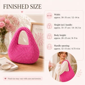 Chunky Crochet Hobo Bag Pattern PDF, T-Shirt Yarn Bag Pattern, Modern Shoulder Purse, Video Tutorial