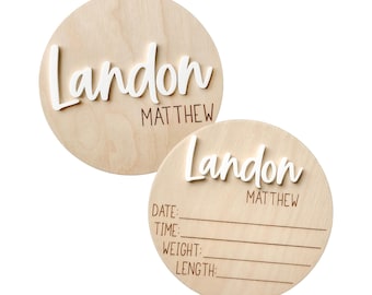 Letrero de doble cara para anunciar el nacimiento del bebé, letrero personalizado con el nombre del bebé para el hospital, letrero de llegada del bebé, placa con el nombre del bebé, letrero con el nombre del recién nacido