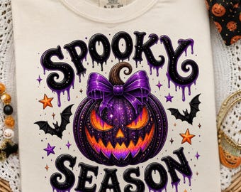 Spooky Season PNG, Retro Halloween PNG, Pumpkin Shirt Design, Spooky Vibes, Witchy Bats PNG, Spooky Vibes Sublimation, Digital Download