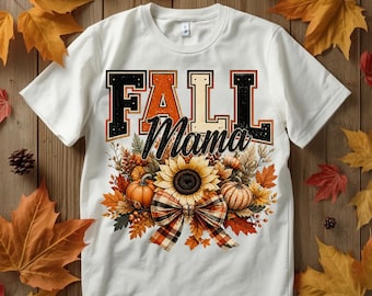 Fall Mama PNG, Sunflower Pumpkin Bow PNG, Coquette Fall Mama Shirt Design, Autumn Floral Thanksgiving Sublimation Design, Digital Download