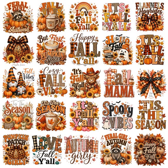 Fall PNG Bundle, Patchwork Floral Pumpkin Png,Coquette Bow Fall Png,Fall T shirt Png,Thanksgiving, Pumpkin Spice, Autumn Sublimation Designs