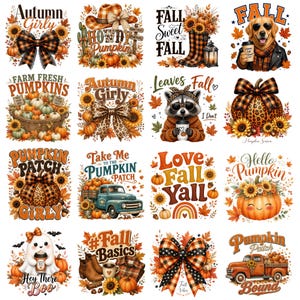 Floral Fall Pumpkin PNG Bundle, Patchwork Pumpkin PNG, Coquette Bow Autumn Designs, Boho Thanksgiving Png, Pumpkin Spice Sublimation Png