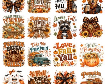 Floral Fall Pumpkin PNG Bundle, Patchwork Pumpkin PNG, Coquette Bow Autumn Designs, Boho Thanksgiving Png, Pumpkin Spice Sublimation Png
