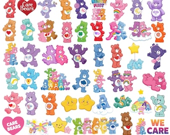 Paquete de imágenes PNG de ositos arcoíris pastel adorables, ositos kawaii PNG, imágenes prediseñadas de ositos de dibujos animados retro, diseños de sublimación de ositos de peluche pastel, descarga digital