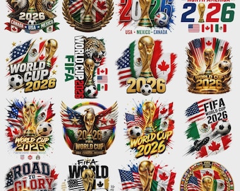 World Cup 2026 PNG Bundle, Football Tournament Graphics, Soccer Trophy PNG, World Soccer Flags, T-Shirt Sublimation Design, Digital Download