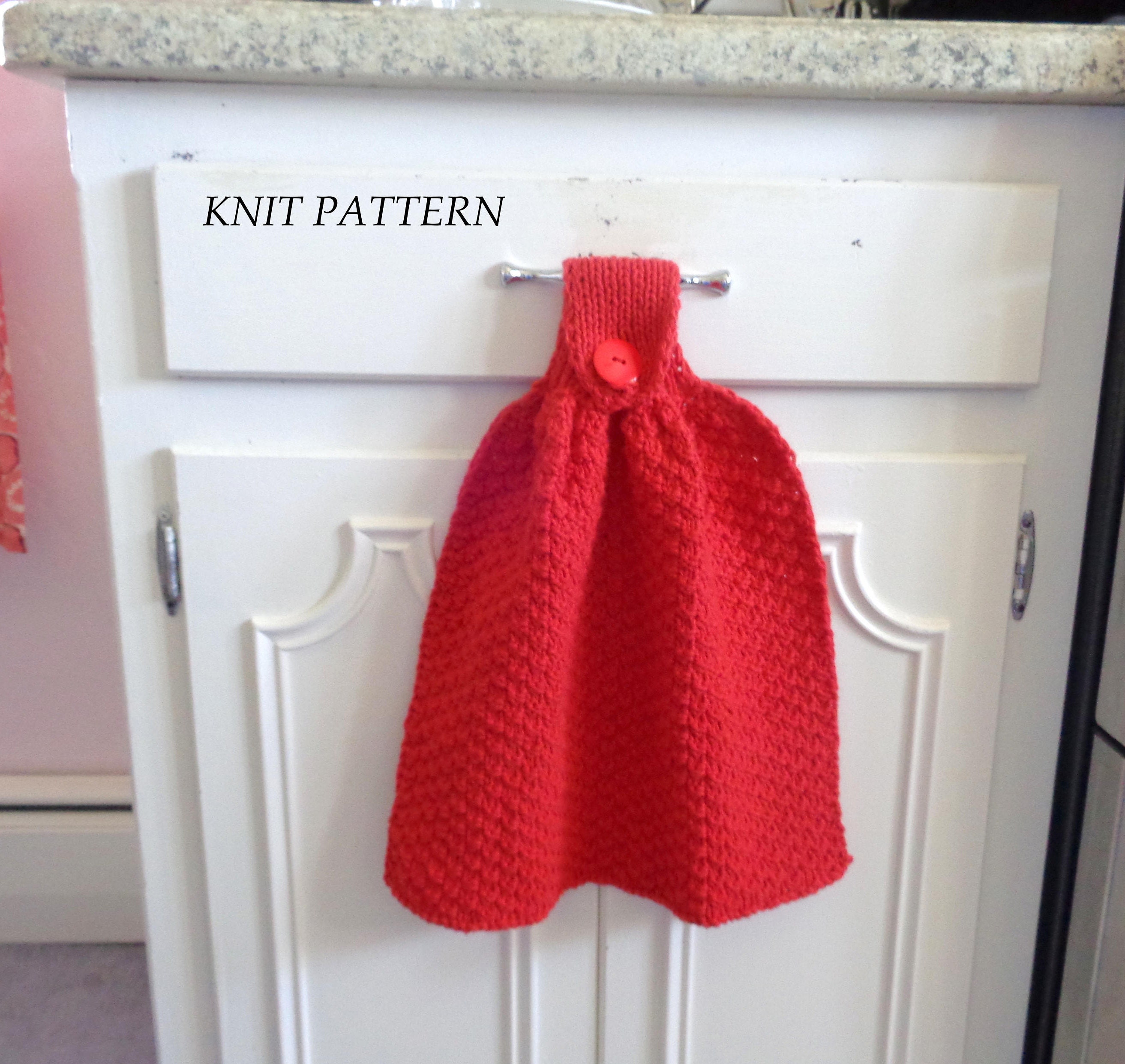 Hanging Dish Towel, Knitting Pattern, Easy Knit Pattern, Worsted Weight
