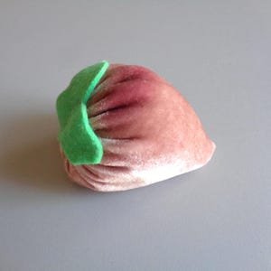 Terra Cotta Pincushion, Pink Velvet Strawberry, Handmade Plush Velvet Fruit, TURKISH Emery Filled, Large Strawberry