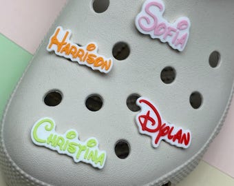 Personalised Disney Style croc charm, Custom name croc charm.