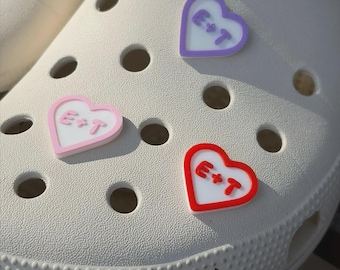 Personalised couple charm, Love Heart Charm with initials, For Crocs
