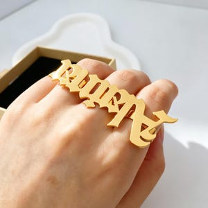 Personalized 2-4 Fingers Name Ring: Dainty Gold Minimalist Jewelry