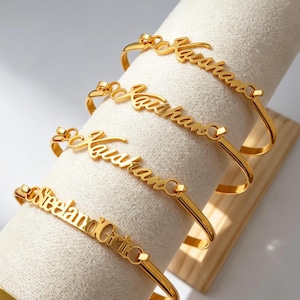 Custom Name Bangle: 18K Gold, Personalized Jewelry, Handmade Gifts