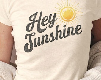 Hey Sunshine Baby Tee, Retro Sun Tee, Be Kind Shirt, Positivity, Motivational, Vintage Style Sunny Tee, Trendy Graphic Baby Tee Gift for He