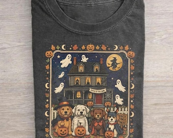 Vintage 90s Dogs Halloween T-shirt, Funny Ghost Shirt, Spooky Season Tee, Animal Halloween Fall Shirt, Dog Lover Gift, Unisex Graphic Shirt